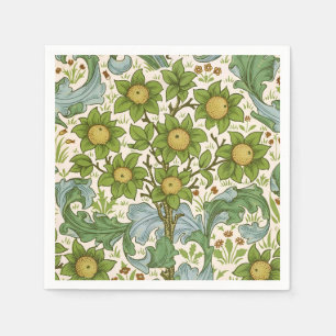 Servilleta De Papel Arte floral verde del huerto de William Morris