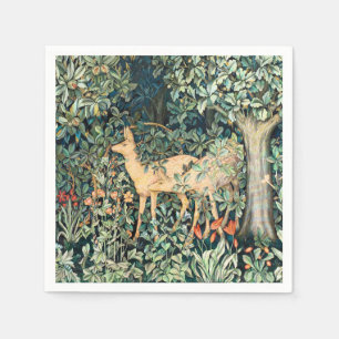 Servilleta De Papel Arte Floral Vintage de Ciervo en Bosque de William
