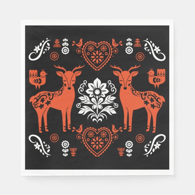 Servilleta De Papel Arte folclórico noruego Rosemaling (Anverso)