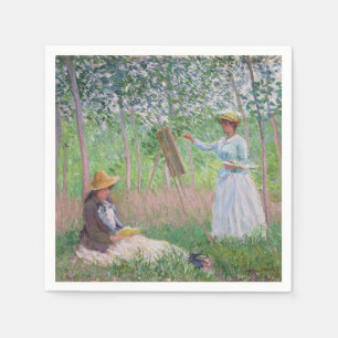 Servilleta De Papel Arte forestal vintage de Monet con luz solar motea