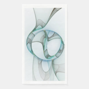 Servilleta De Papel Arte fractal abstracto moderno azul turquesa gris