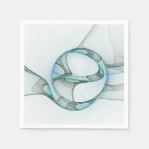 Servilleta De Papel Arte fractal abstracto moderno azul turquesa gris