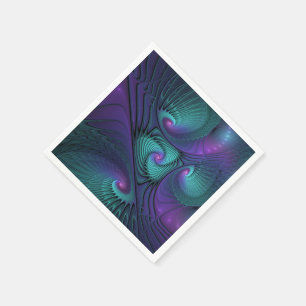 Servilleta De Papel Arte fractal abstracto moderno que combina púrpura