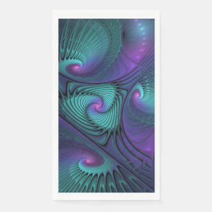 Servilleta De Papel Arte fractal abstracto moderno que combina púrpura