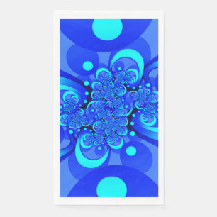 Servilleta De Papel Arte fractal abstracto moderno tonos de azul