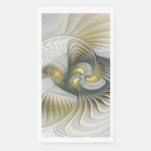 Servilleta De Papel Arte fractal de fantasía Verde azulada de oro nobl