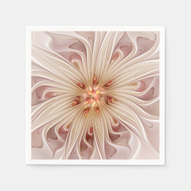 Servilleta De Papel Arte fractal de flores abstractas modernas en past (Anverso)