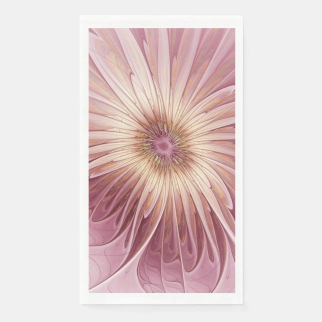 Servilleta De Papel Arte fractal de flores abstractas y tonos de burde (Anverso)