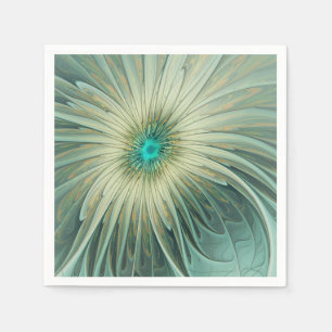 Servilleta De Papel Arte fractal de flores de fantasía verde salvia ab