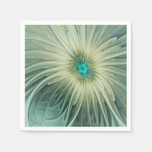 Servilleta De Papel Arte fractal de flores de fantasía verde salvia ab