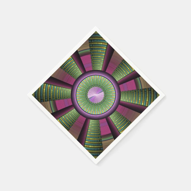 Servilleta De Papel Arte fractal decorativo moderno redondo y colorido (Borde)