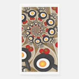 Servilleta De Papel Arte fractal divertido de brunch, tomates, huevos