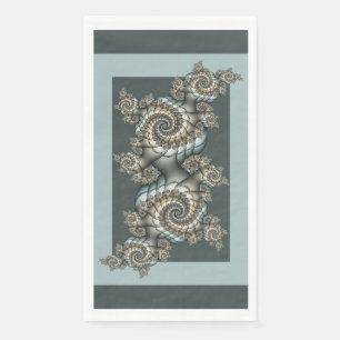 Servilleta De Papel Arte fractal en espiral beige y azul claro abstrac