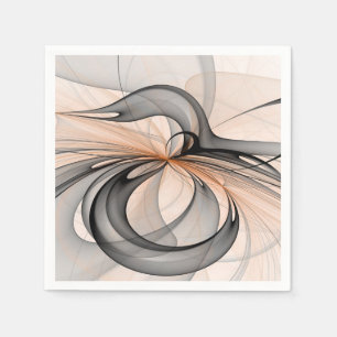 Servilleta De Papel Arte fractal moderno abstracto antracita gris sien