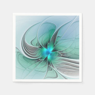 Servilleta De Papel Arte fractal moderno, abstracto con azul