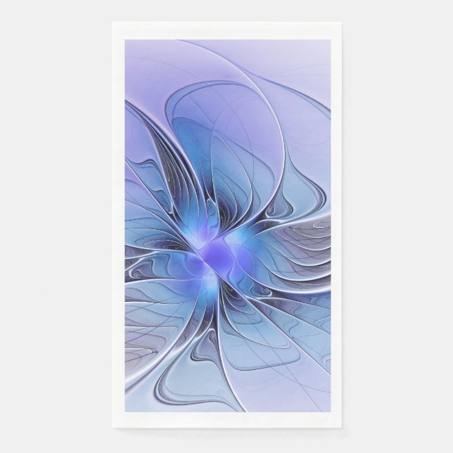Servilleta De Papel Arte fractal moderno abstracto lavanda azul (Anverso)