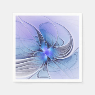 Servilleta De Papel Arte fractal moderno abstracto lavanda azul