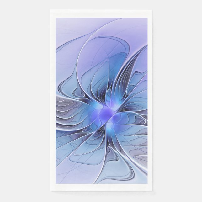 Servilleta De Papel Arte fractal moderno abstracto lavanda azul (Anverso)