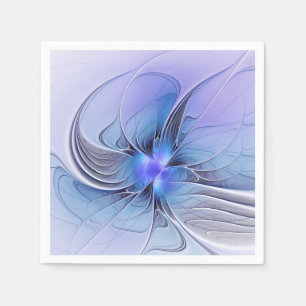 Servilleta De Papel Arte fractal moderno abstracto lavanda azul