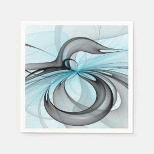 Servilleta De Papel Arte fractal moderno gris antracita abstracto