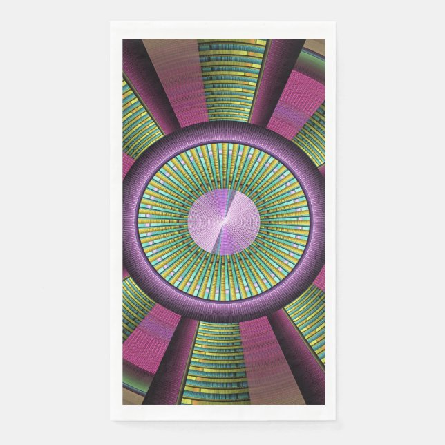 Servilleta De Papel Arte Fractal Moderno, Redondo Y Colorido (Anverso)