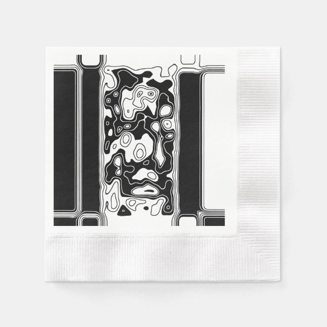 Servilleta De Papel Arte Geométrico Blanco Y Negro 1 (Anverso)
