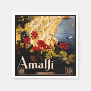 Servilleta De Papel Arte gráfico de póster de viaje vintage Amalfi Ita