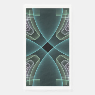 Servilleta De Papel Arte gráfico geométrico fractal moderno en azul ve