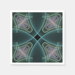 Servilleta De Papel Arte gráfico geométrico fractal teal moderno