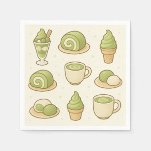 Servilleta De Papel Arte inspirado en Japón para postres de matcha.