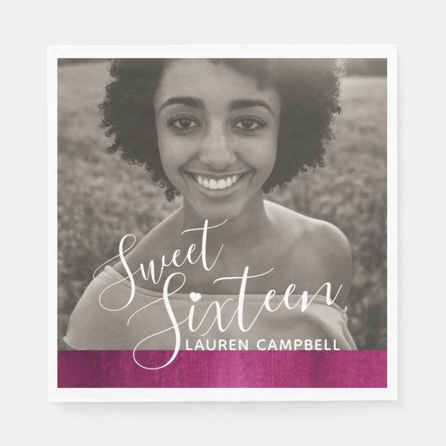 Servilleta De Papel Arte moderno rosa rojo dulce plantilla de dieciséi (Anverso)