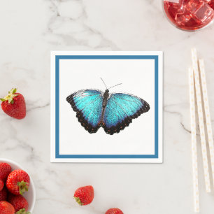 Servilleta De Papel Arte natural de mariposa azul, Ilustracion de foto