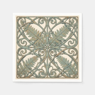Servilleta De Papel Arte Nouveau Ornado Cuadrado Verde Azulado Vintage