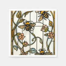 Arte nuevo elegante vidrio teñido botánico abeja