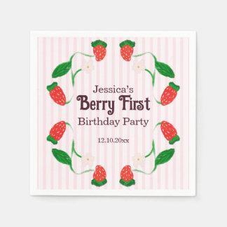 Servilleta De Papel Arte Nuevo Rosa Cumpleaños 1 de Berry