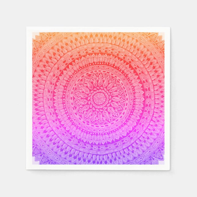 Servilleta De Papel Arte Original de Mandala Multicolor (Anverso)