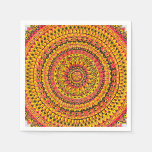 Servilleta De Papel Arte Original Mandala de Color Naranja