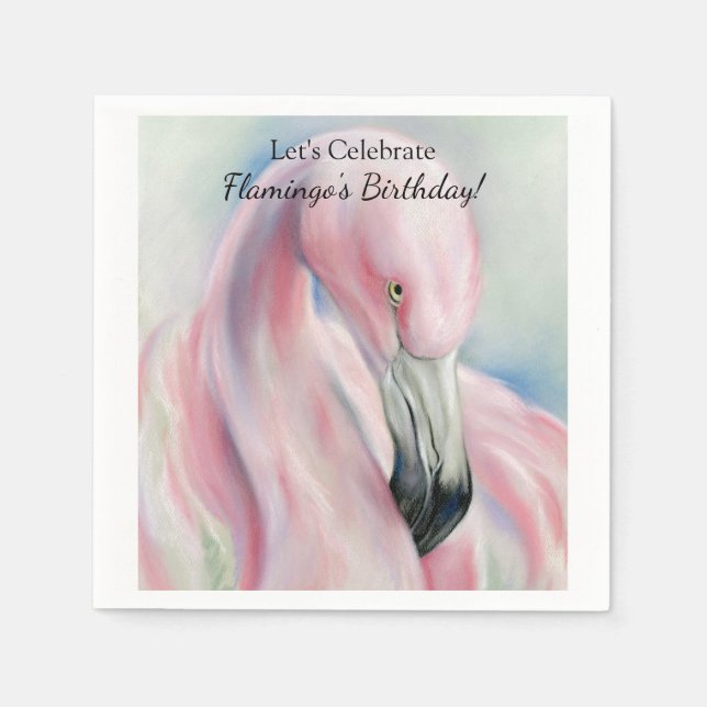 Servilleta De Papel Arte Pink Flamingo Pastel (Anverso)