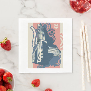 Servilleta De Papel Arte Pop de Paisaje Urbano Contemporáneo