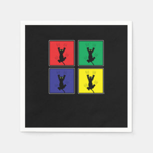 Servilleta De Papel Arte pop retro colorido adorable gato scratching A