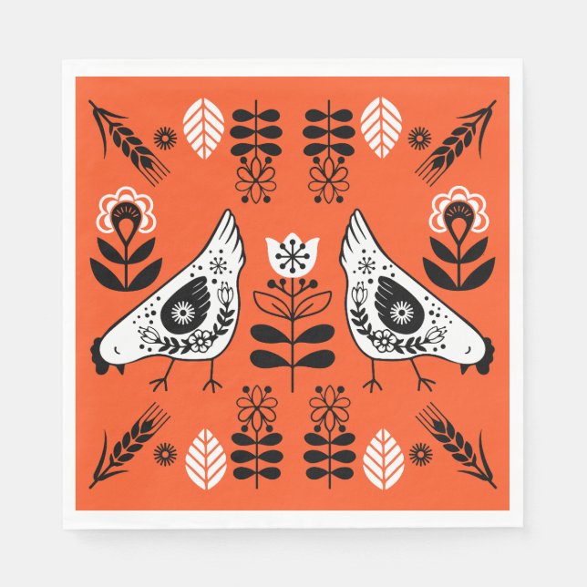 Servilleta De Papel Arte popular de Chicken Hen (Anverso)