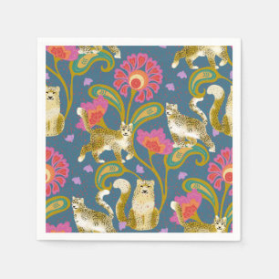 Servilleta De Papel Arte popular himalayo leopardos de nieve caprichos