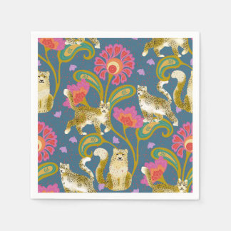 Servilleta De Papel Arte popular himalayo leopardos de nieve caprichos