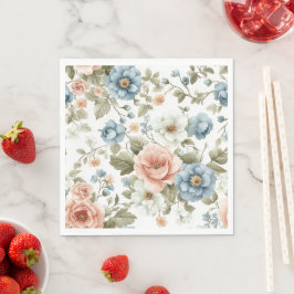 Servilleta De Papel Arte suave de flor pastel botánico