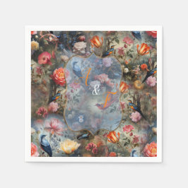 Servilleta De Papel Arte surrealista con flores y aves