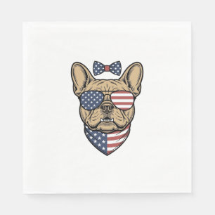 Servilleta De Papel Arte vectorial de Bulldog Francés Patriótico Vinta