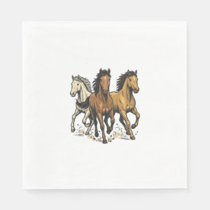 Servilleta De Papel Arte vectorial de caballos corriendo vintage_1