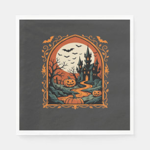 Servilleta De Papel Arte vectorial de luna de calabaza de castillo emb