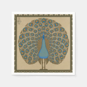 Servilleta De Papel Arte vintage de Walter Crane del pavo real azul do