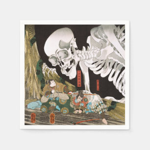 Servilleta De Papel Arte vintage Ukiyo-e del espectro esqueleto de Kun